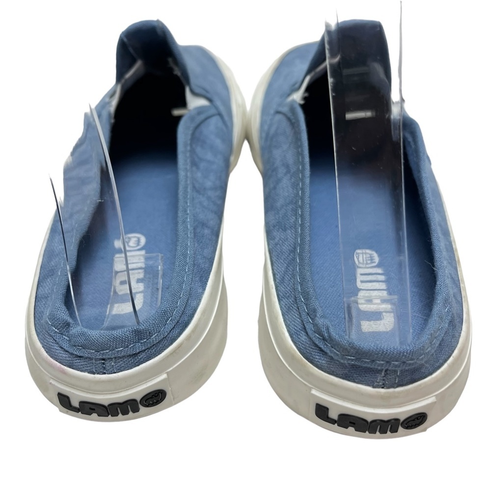 LAM Blue Canvas White Wall Loafers Slip On Mules Flats Casual Shoes sz 7.5 - Picture 6 of 16